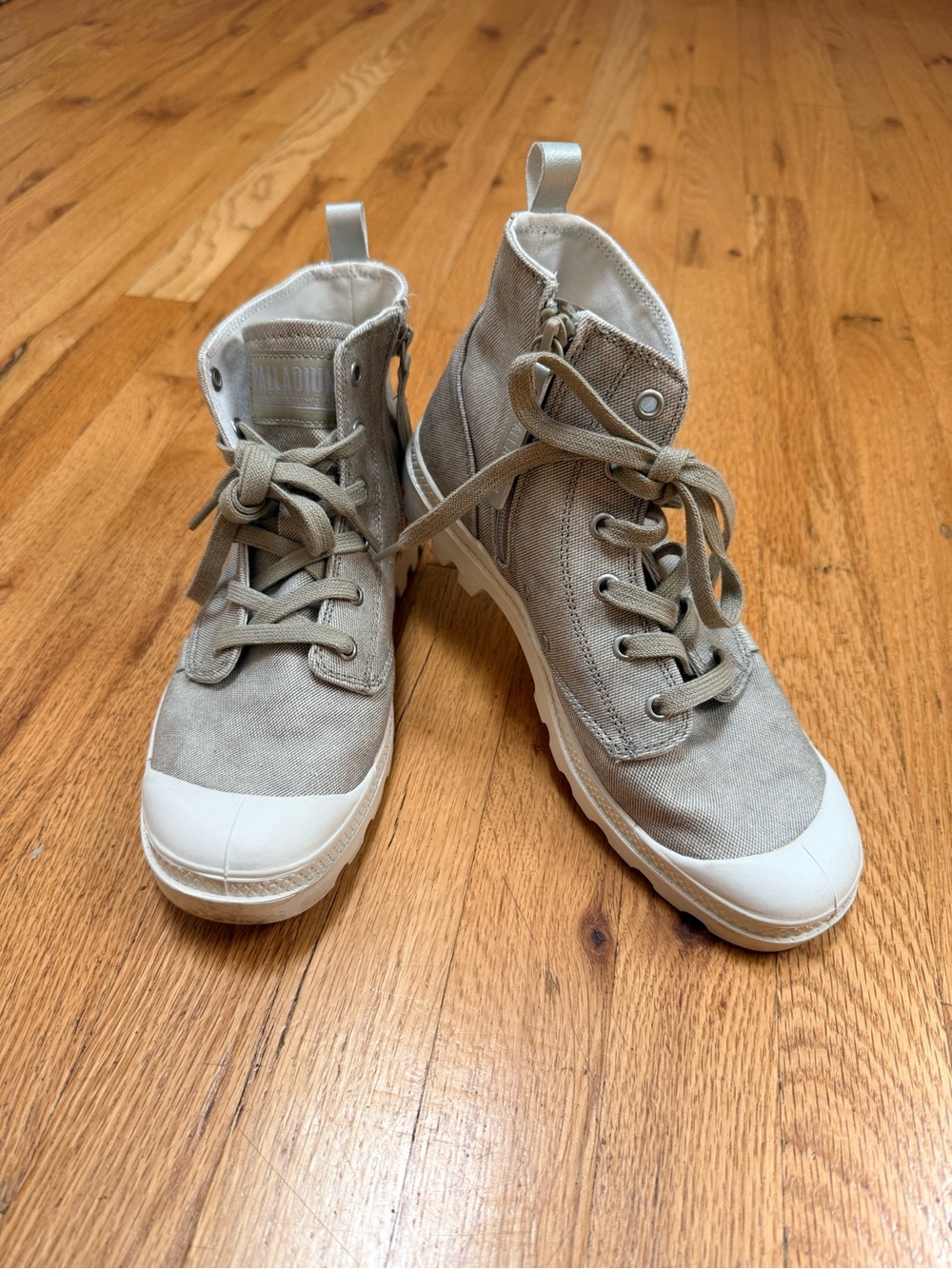 Palladium Women's Tan Canvas Combat Boots